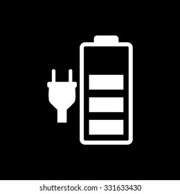 Battery is charging - white vector icon