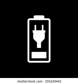 Battery is charging - white vector icon