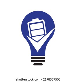 Battery check bulb shape concept vector logo design template.