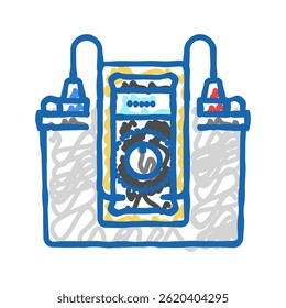 bateria verificar carro mecânico ícone doodle esboço vetor. bateria verificar carro mecânico sinal. símbolo isolado ilustração