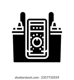 battery check car mechanic glyph icon vector. battery check car mechanic sign. isolated symbol illustration