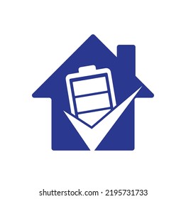 Battery check home shape concept vector logo design template.