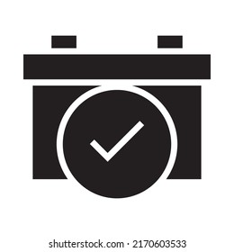 Battery check icon. Glyph style. Vector. Isolate on white background.