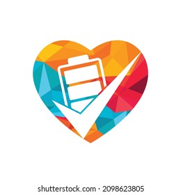 Akkumarkierung mit Design-Vorlage für das Herz-Vektorlogo. Vektorgrafik der Checkliste Akku Logo Symbol Vorlage.	