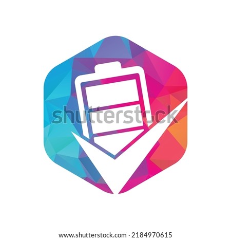 Battery check vector logo design template. Vector illustration of check list battery logo icon template.