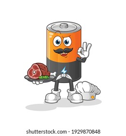battery chef with meat mascot. cartoon vector