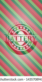 Battery christmas colors emblem. Vector Illustration. Detailed.