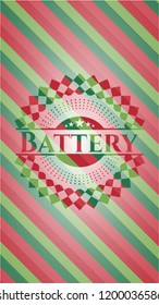 Battery christmas emblem background.
