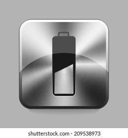 Battery  chrome or metal  button or icon vector illustration