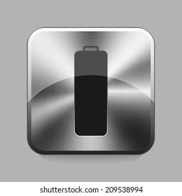 Battery  chrome or metal  button or icon vector illustration