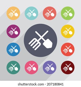 battery circle, flat icons set. Round colorful buttons. Vector