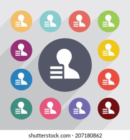 battery circle, flat icons set. Round colorful buttons. Vector