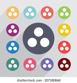 battery circle, flat icons set. Round colorful buttons. Vector