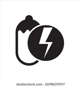 Battery with circle lighting. Battery design with circular lightning bolt, simple and modern for tech concepts.