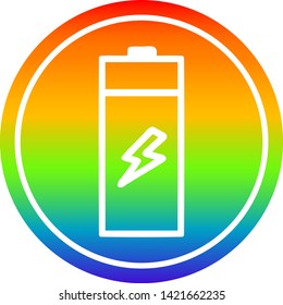 icono circular de batería con acabado degradado de arco iris