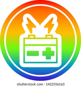 battery circular icon with rainbow gradient finish