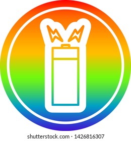 battery circular icon with rainbow gradient finish