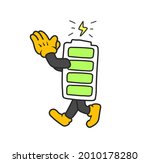 Battery the clapping character, mascot vector battery. Fit for sticker, clip art and others
