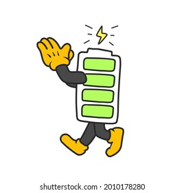 Battery the clapping character, mascot vector battery. Fit for sticker, clip art and others
