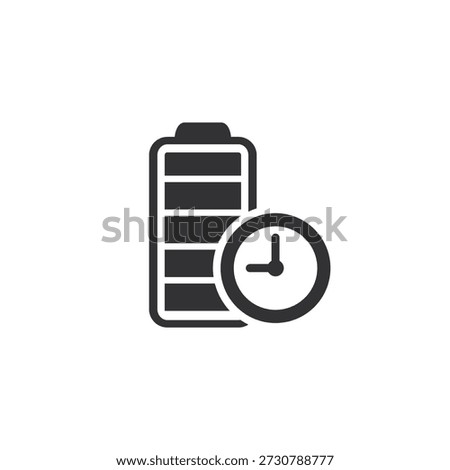 Battery and clock icons symbolizing time management and efficiency, flat design