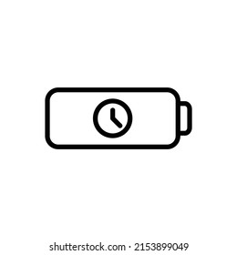 Battery with clock simple icon vector. Flat design