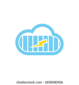 Battery and cloud logo. Battery energy saver cloud shape, and symbol. Graphic element vector. Vector design element for logo, web and app.