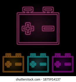battery color neon set. Simple thin line, outline vector of web icons for ui and ux, website or mobile application