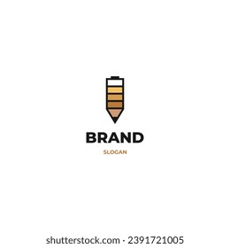 Battery combine with pencil logo design 