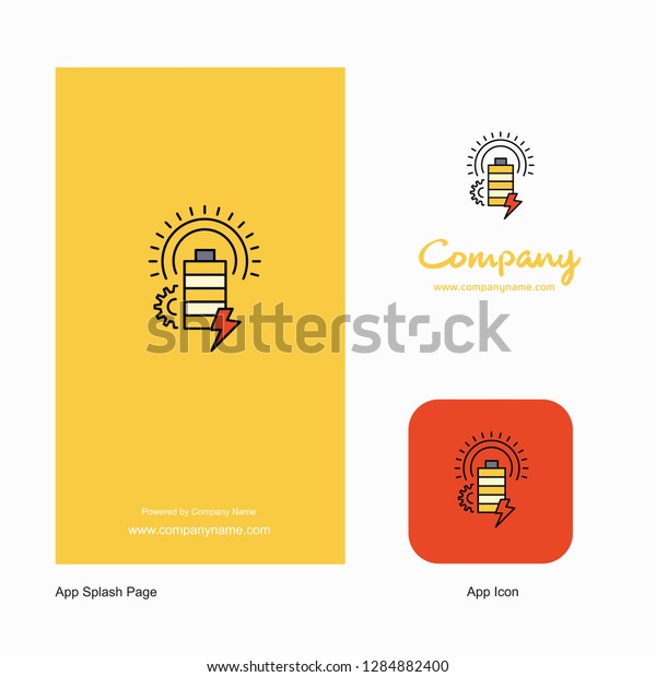 Battery Company Logo App Icon and Splash\
Page Design. Creative Business App Design\
Elements