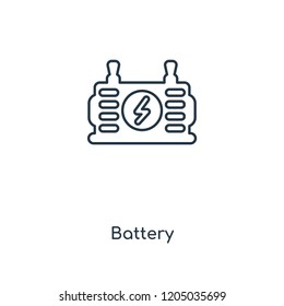 Battery concept line icon. Linear Battery concept outline symbol design. This simple element illustration can be used for web and mobile UI/UX.