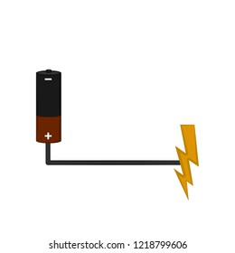 Battery connected to an energy symbol. Vector illustration design