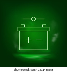 Battery, contact neon vector icon. Save the world, green neon.