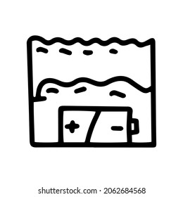 ícono simple del doodle de la línea de contaminación de la batería