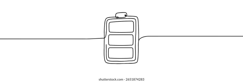 Battery continuous one line drawing. Accumulator symbol. Vector illustration.