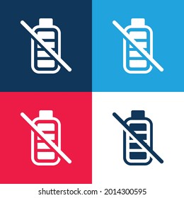 Batterieladensymbole in Blau und Rot, vier Farben minimaler Icon-Satz