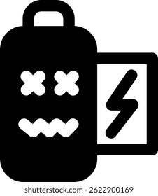 Diseño de icono de Vector de línea muerta de batería