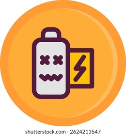 Battery dead Line vector Icon Design