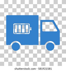 Battery Delivery Truck vector icon. Illustration style is a flat iconic cobalt symbol on a transparent background.