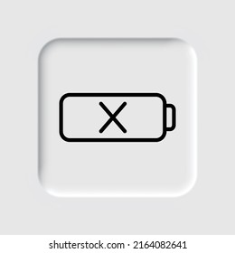 Battery, deny simple icon vector. Flat design. Neumorphism design.ai