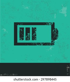 Battery design on green background,grunge vector