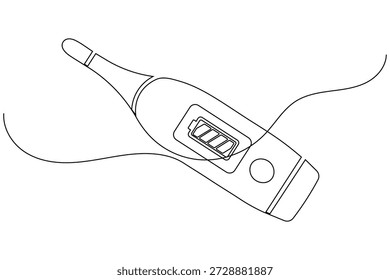 Ícone termômetro digital da bateria desenho contínuo de uma linha ilustração eletrônica minimalista