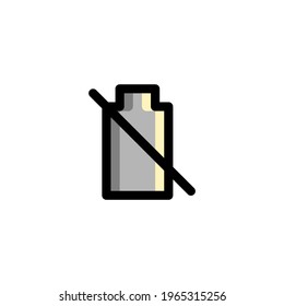 Icono de desactivación de batería, aislado en blanco. Icono de contorno de interfaz de usuario.
