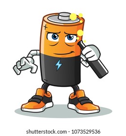 battery drunk mascot vector cartoon illustration