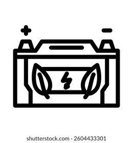 battery eco conscious line icon vector. battery eco conscious sign. isolated contour symbol black illustration