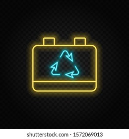 battery, eco neon vector icon. Blue and yellow neon vector icon.