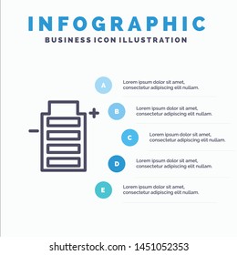 Battery, Ecology, Energy, Environment Line icon with 5 steps presentation infographics Background