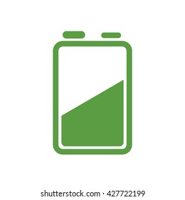 battery, ecology green icons set on white background
