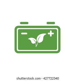 battery, ecology green icons set on white background