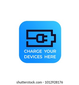 battery and electric plug, charge your devices vector sign
