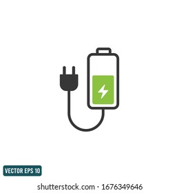 símbolo de carga de la batería y el enchufe eléctrico símbolo de diseño logotipo plantilla vectorial eps 10